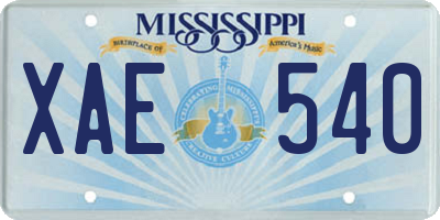 MS license plate XAE540