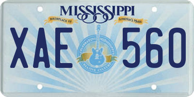 MS license plate XAE560