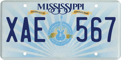 MS license plate XAE567