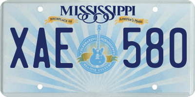 MS license plate XAE580