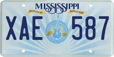 MS license plate XAE587