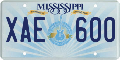 MS license plate XAE600