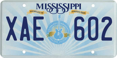 MS license plate XAE602
