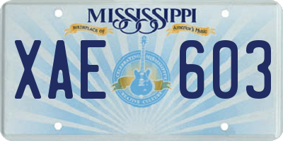 MS license plate XAE603