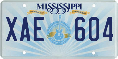 MS license plate XAE604