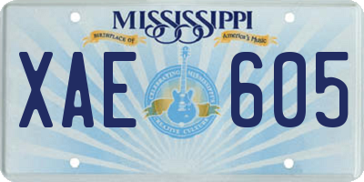 MS license plate XAE605