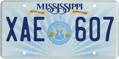 MS license plate XAE607