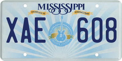 MS license plate XAE608