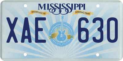 MS license plate XAE630