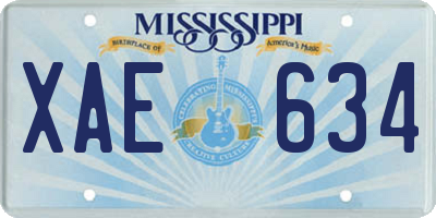 MS license plate XAE634