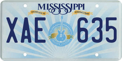 MS license plate XAE635