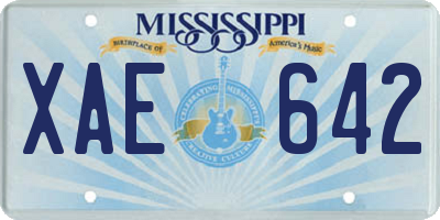 MS license plate XAE642