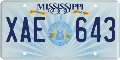 MS license plate XAE643