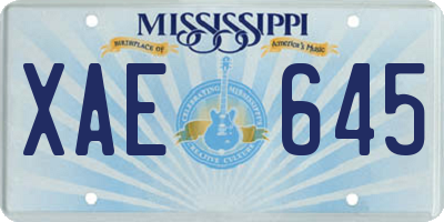 MS license plate XAE645