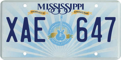 MS license plate XAE647