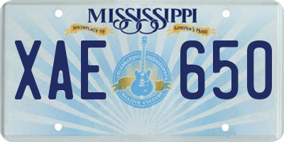 MS license plate XAE650