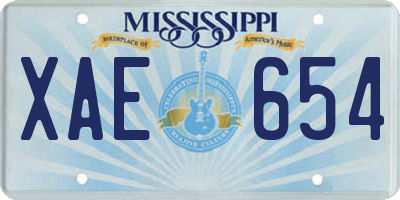 MS license plate XAE654
