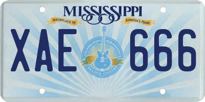 MS license plate XAE666