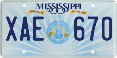 MS license plate XAE670