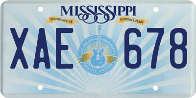 MS license plate XAE678