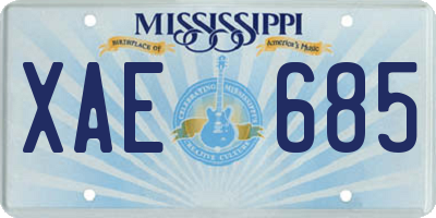 MS license plate XAE685