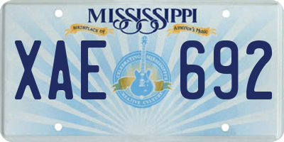 MS license plate XAE692