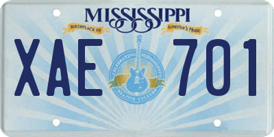 MS license plate XAE701