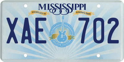 MS license plate XAE702
