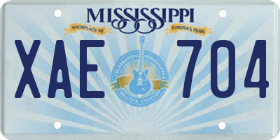 MS license plate XAE704