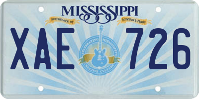 MS license plate XAE726