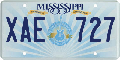 MS license plate XAE727