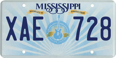 MS license plate XAE728