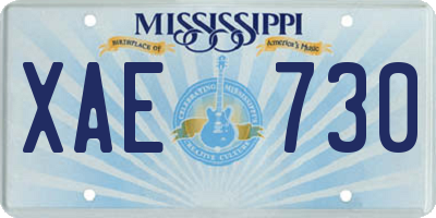 MS license plate XAE730