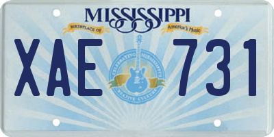 MS license plate XAE731