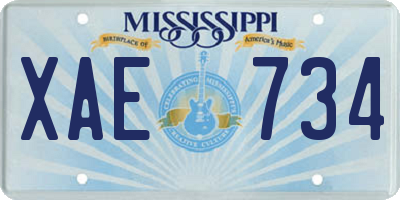 MS license plate XAE734