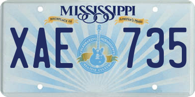 MS license plate XAE735