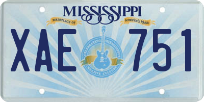 MS license plate XAE751