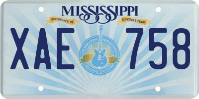 MS license plate XAE758
