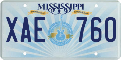 MS license plate XAE760