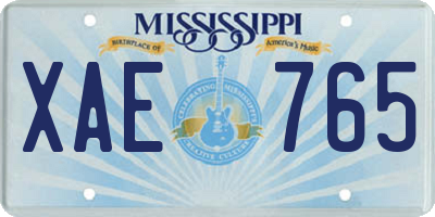 MS license plate XAE765
