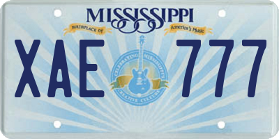 MS license plate XAE777