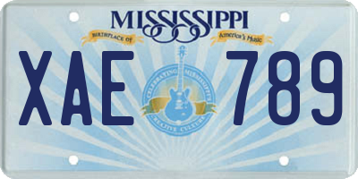 MS license plate XAE789