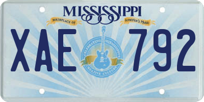 MS license plate XAE792