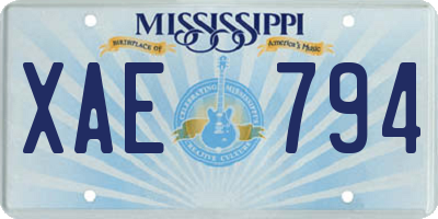 MS license plate XAE794