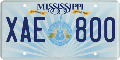 MS license plate XAE800