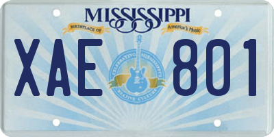 MS license plate XAE801