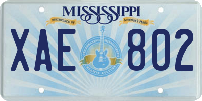 MS license plate XAE802