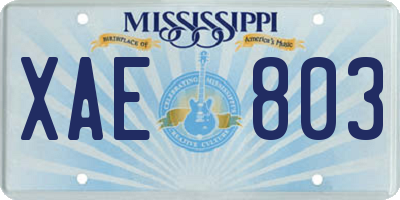 MS license plate XAE803