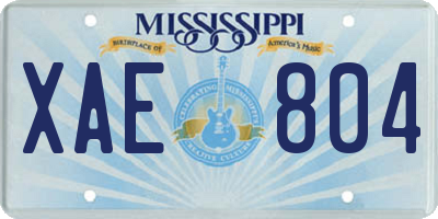 MS license plate XAE804