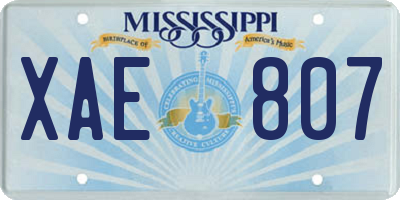 MS license plate XAE807